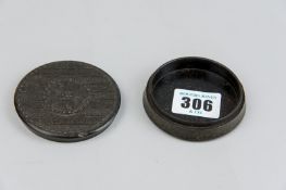 A late 19th Century circular lidded vulcanite snuff/trinket box