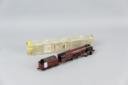 A rare Hornby Dublo three rail City of Liverpool locomotive and tender, 12 ins (30.5 cms) overall