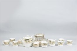 A 1969 Royal Worcester 'Windsor' pattern teaset comprising seven cups and saucers, six side