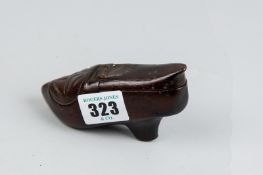 A late 18th/early 19th Century carved shoe shaped snuff box