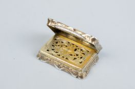 A vinaigrette - a silver vinaigrette with shaped border, 0.5 ozs, Birmingham 1847 by Edward Smith