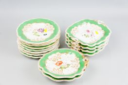 An early to mid 19th Century Staffordshire pottery eighteen piece dessert service, each piece having