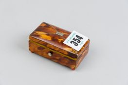 A small tortoiseshell and silver mounted patch box with later added corner supports