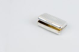A snuff box - a small silver leaf decorated snuff box, 1.2 ozs, London 1823 by T E, the interior
