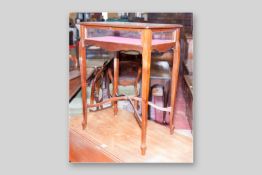 An Edwardian mahogany bijouterie cabinet, glass sided with glass top lift-up lid and velvet lined