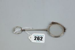 Lorgnettes - a pair of silver lorgnettes with slender handle and ring top, import marks for