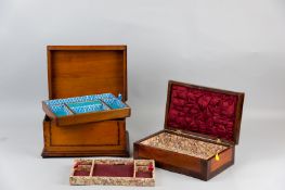 A Victorian mahogany and rosewood crossbanded jewellery box with ebony and boxwood stringing,