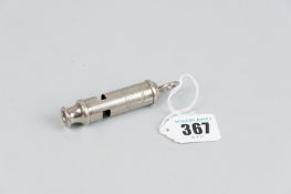 A chrome police whistle 'The Metropolitan' by Hudson & Co, Birmingham and an HMV gramophone needle