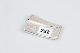 A cigarette case - a slightly curved silver cigarette case with all round floral scrolling and