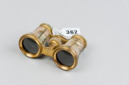 A pair of brass and mother of pearl French opera glasses
