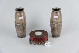The top part of a cranberry and gilt metal scent casket, the remaining hinged lidded section with