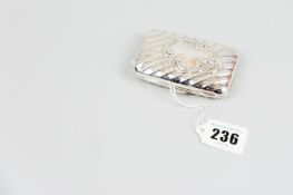A cigarette case - a small silver cigarette case with wave and ridge decoration and scrolled