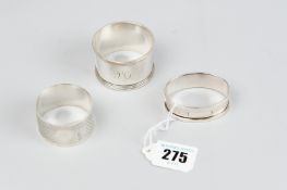 Napkin rings - three napkin rings, 2.2 ozs