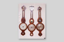 Three Victorian banjo wall barometers for restoration, all 37 ins (94 cms) approximately length