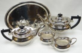 A five-piece EPNS tea-service including tray