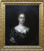 FOLLOWER OF PETER LELY (1618-1680) oil on paper laid on canvas - portrait of a Lady in decollete