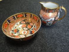 A Spode jug and bowl set, painted in the Imari-palette, pattern number 1227 (circa 1810), with an