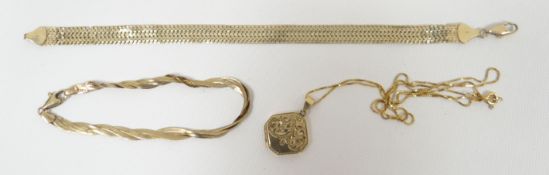 A parcel of modern 9ct yellow gold jewellery, 12.9gms total