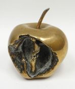 CARDENAS polished bronze sculpture - actual-size study of an apple, entitled 'Temtacion', signed,