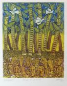 CONTINENTAL ARTIST UNKNOWN coloured limited edition 1/10 print - entitled 'Paisaje con Palomos',