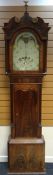 An early Victorian longcase clock, the painted arch dial with rolling moon-face and bearing Arabic