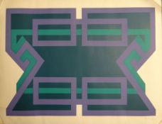 ROBYN DENNY limited edition 28/32 print (unframed) - purple and green abstract, 30.5 x 23.5ins (77 x