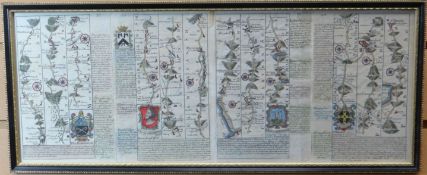 BOWEN antique coloured route map from Monmouth to St. David's, 7.5 x 19ins (19 x 48cms)