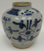 An eighteenth century Chinese pottery provision jar decorated in the provincial-style with blue