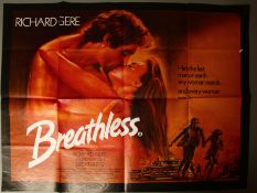 Ten folded British Quads including 'Breathless' starring Richard Gere, 'Fatal Attraction', '