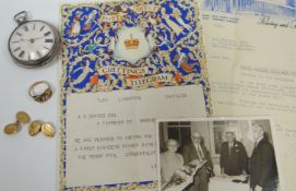 An early nineteenth century silver pocket-watch with outer-case, white enamel dial and bearing Roman