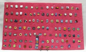 A panel of approximately 110 Butlin's souvenir pin-badges from various British seaside holiday