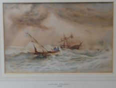 ANTHONY VAN DYKE COPLEY FIELDING watercolour - two vessels in squally seas, indistinctly signed,