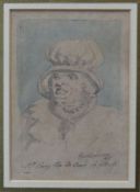 THOMAS ROWLANDSON watercolour and pencil - head and shoulders portrait of a bonneted lady, inscribed