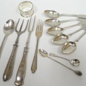 A parcel of silver / part-silver and white metal flat-ware including a collectable 'hedghog'
