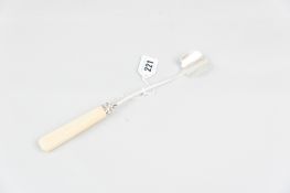 A Georgian silver marrow scoop with tapered bone handle, London 1803