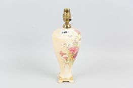 A Blush Worcester table lamp with floral decoration 23cms, high