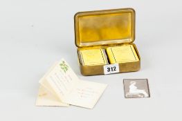 A World War I 1914 Princess Mary Christmas gift tin complete with original tobacco, cigarettes, gift