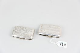 A ladies small bright cut cigarette case with scrolled decoration, 1.7ozs, Birmingham 1900 and