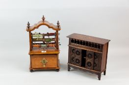 A 19th Century Dutch walnut and rosewood cabinet top thread or wool holder with single drawer raised
