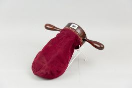 An Edwardian mahogany and cloth church offerings collection bag