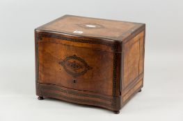 A 19th Century walnut decanter box with inlaid ebony Greek Key pattern decoration and stringing (