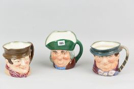 Three large Royal Doulton Toby jugs 1) Toby Phillpots 2) Tony Weller 3) Sam Weller