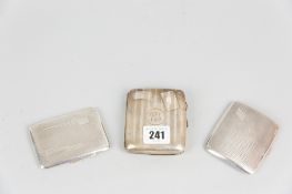 Three gentleman's silver cigarette cases - 1) 2.9ozs, Birmingham 1920, 2) 1.9ozs, Birmingham 1934,