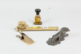 A 19th Century ottoman travelling writing set holder in brass, combined pen/quill holder and