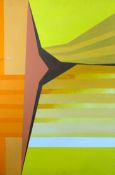 GOMER LEWIS acrylic on canvas - semi-abstract entitled verso 'Yellow and Orange Stripes, unframed,