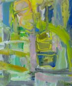 BRENDAN STUART BURNS acrylic on paper - abstract entitled verso 'Up Town 1993', signed, 8.5 x 7