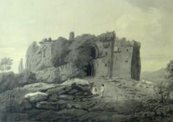 LATE EIGHTEENTH CENTURY / EARLY NINETEENTH CENTURY SCHOOL colourwash - two figures and cattle beside