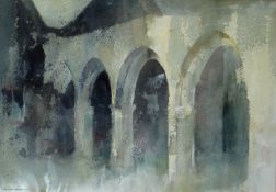 WILLIAM SELWYN watercolour - archways at Llanidan Church, Brynsiencyn, Anglesey, signed, 13.5 x 19.5