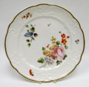 NANTGARW porcelain plate painted by THOMAS PARDOE - having alternating lobed rim, a moulded border