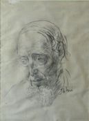 AUGUSTUS JOHN charcoal drawing - label of Beaux Arts Gallery, Bond Street, London, verso with
